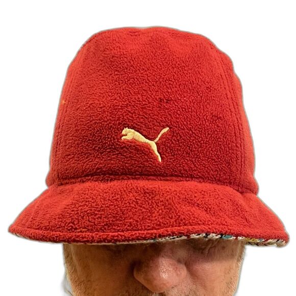 Vintage Snoop Dog Puma Reversible Plaid Red Y2K Bucket Cap Hat Adult Size Large - Picture 4 of 6